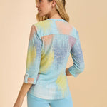 FDJ 3/4 Sleeve Henley Top | Bright Hearts - Juli's Wearable Art