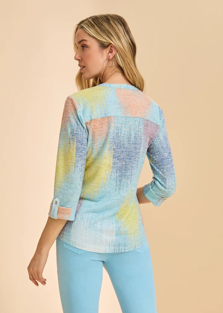 FDJ 3/4 Sleeve Henley Top | Bright Hearts - Juli's Wearable Art