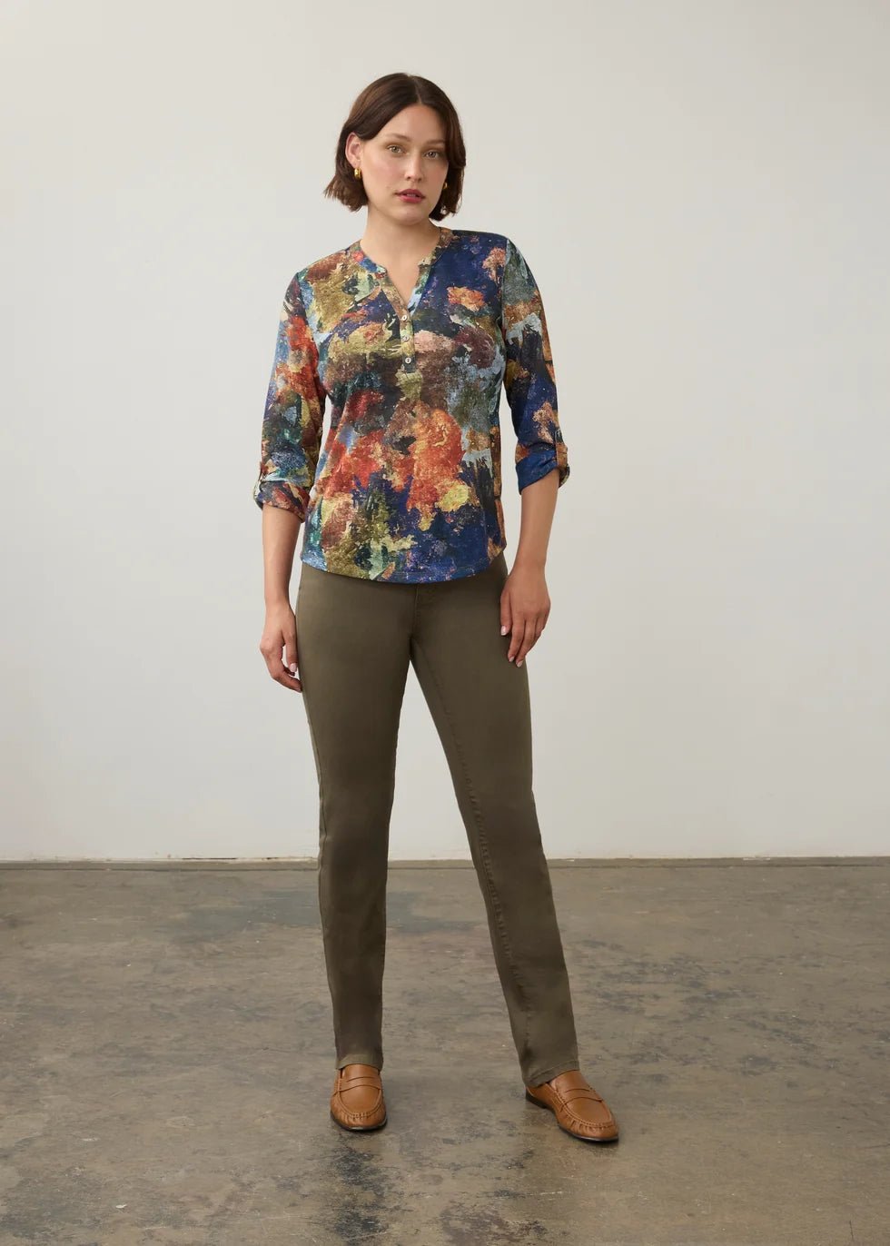 FDJ 3/4 Sleeve Henley Top | Tallulah - Juli's Wearable Art