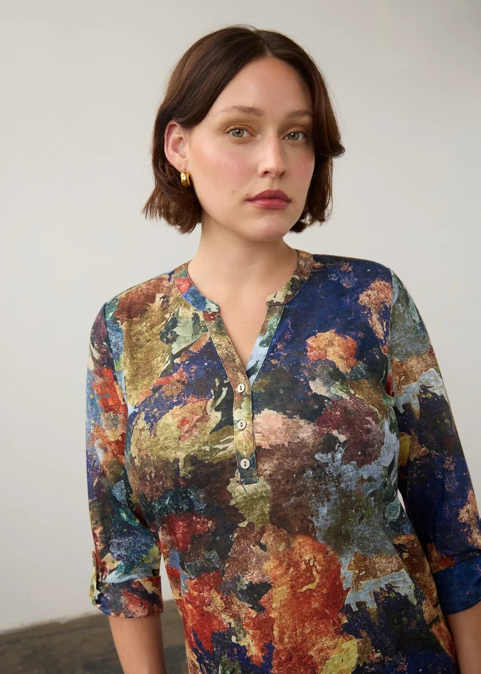 FDJ 3/4 Sleeve Henley Top | Tallulah - Juli's Wearable Art