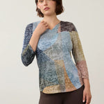 FDJ 3/4 Sleeve Notch Neck Top | Warner - Juli's Wearable Art