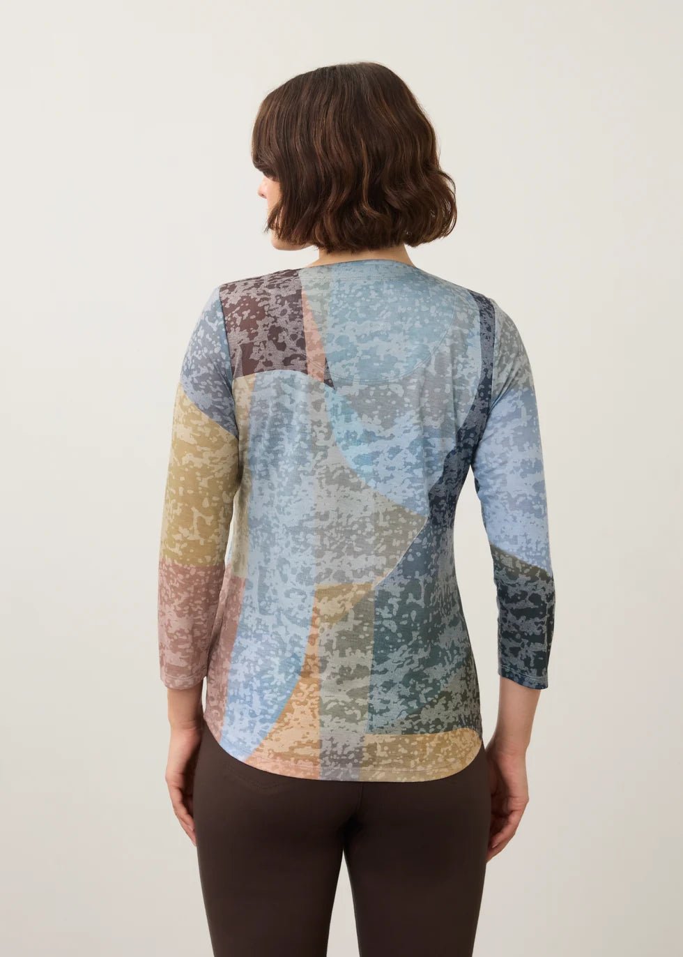 FDJ 3/4 Sleeve Notch Neck Top | Warner - Juli's Wearable Art