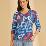 FDJ 3/4 Sleeve V - Neck Top | Pop - Juli's Wearable Art
