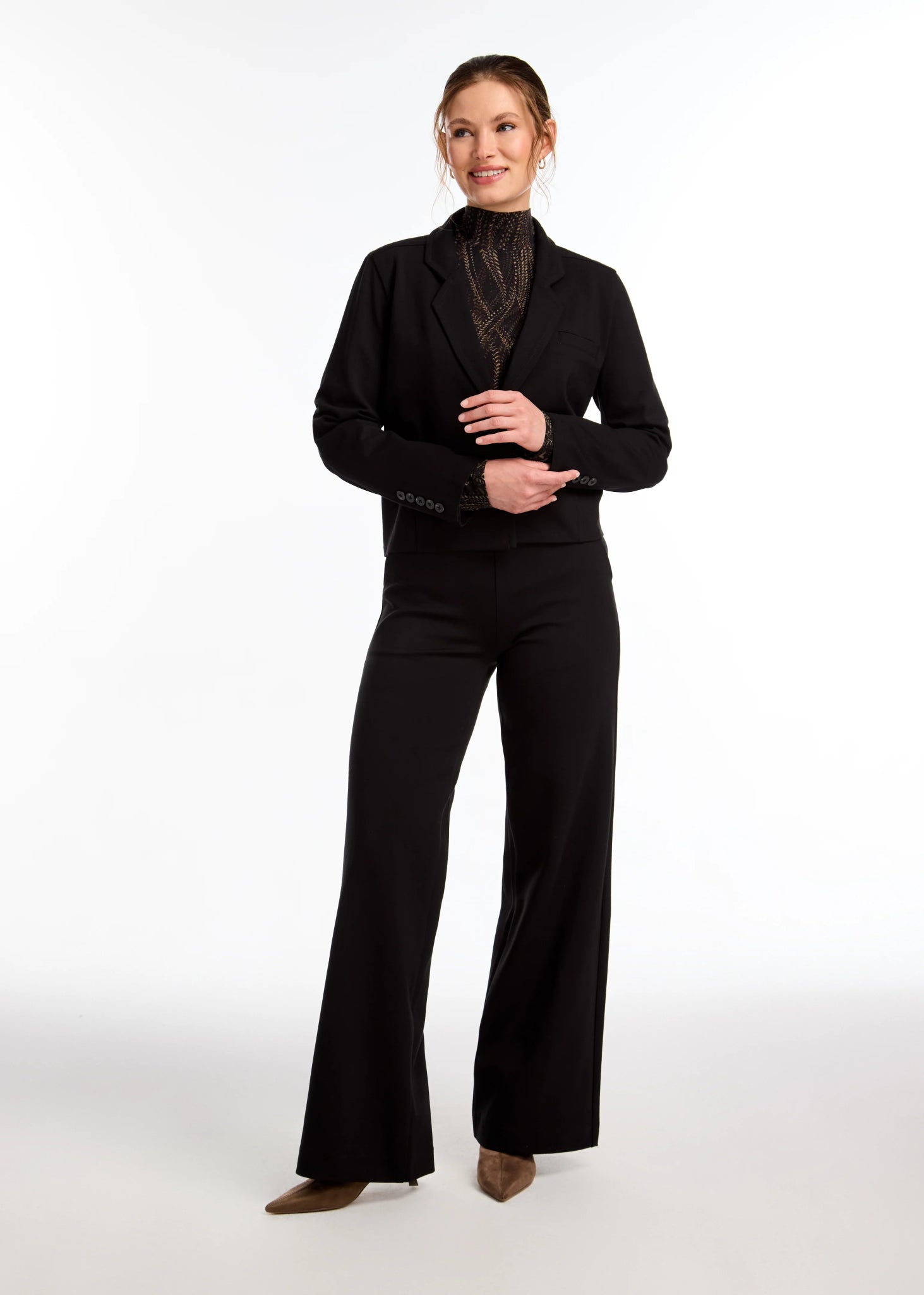 FDJ Black Cropped Blazer – Ponte de Roma - Juli's Wearable Art