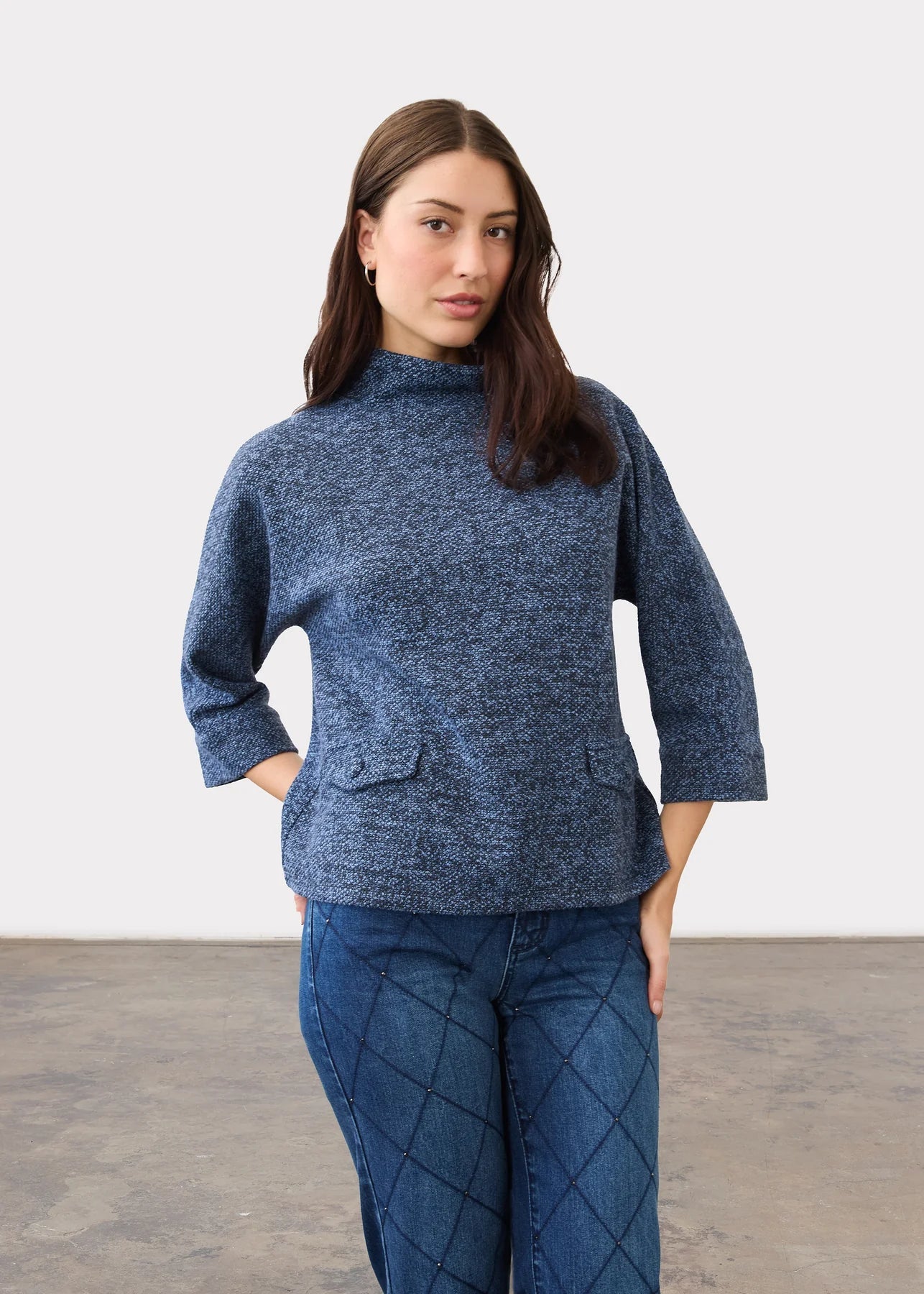 FDJ Boat Mockneck Knit Popover | Indigo - Juli's Wearable Art