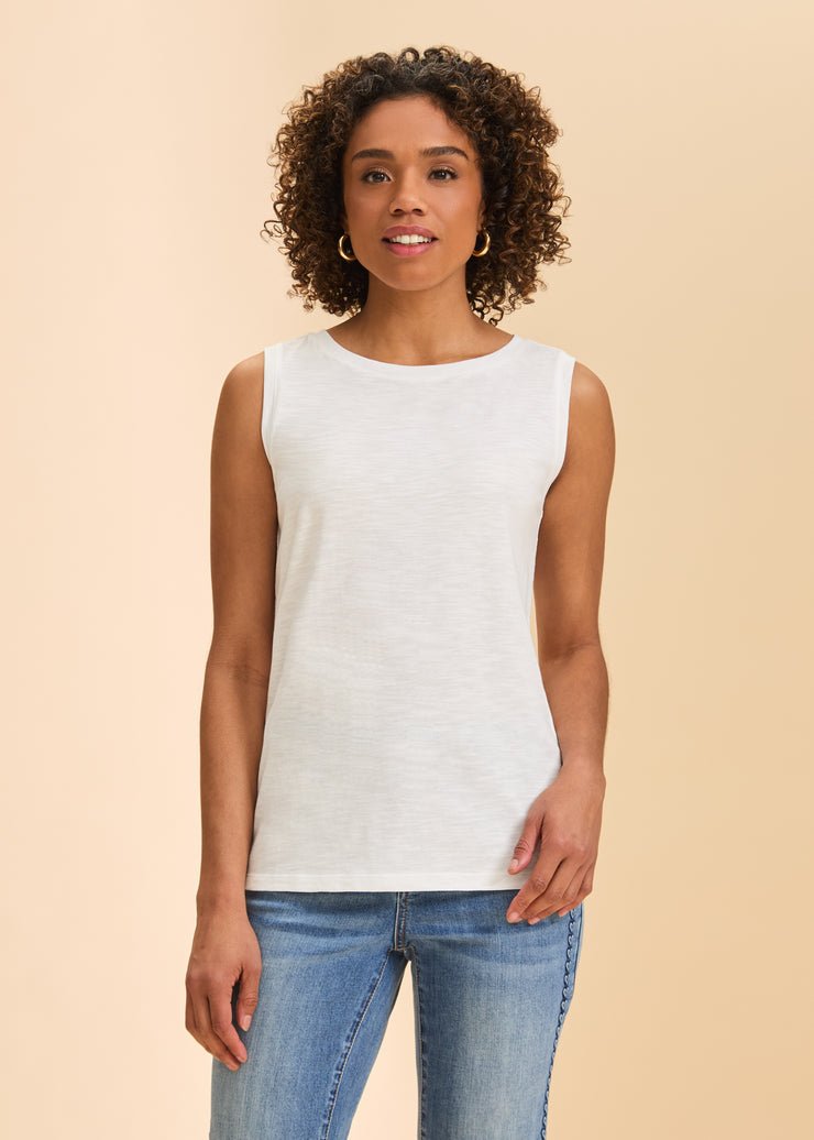 FDJ Boat Neck Cami | White - Juli's Wearable Art