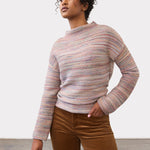 FDJ Boat Neck Long Sleeve Sweater | Multi Spaced Dyed - Juli's Wearable Art