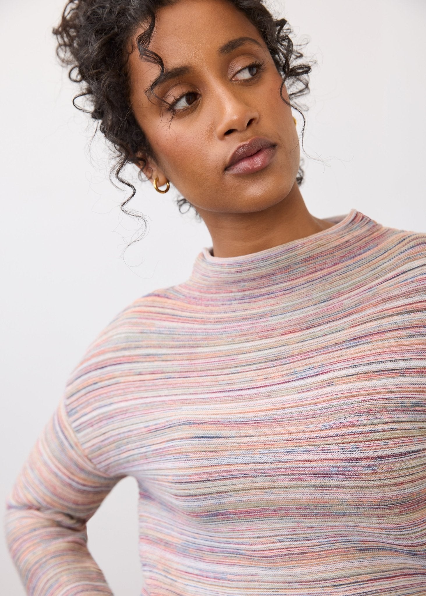 FDJ Boat Neck Long Sleeve Sweater | Multi Spaced Dyed