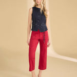 FDJ Button Front Vest | Navy - Juli's Wearable Art