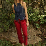 FDJ Button Front Vest | Navy - Juli's Wearable Art