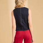 FDJ Button Front Vest | Navy - Juli's Wearable Art
