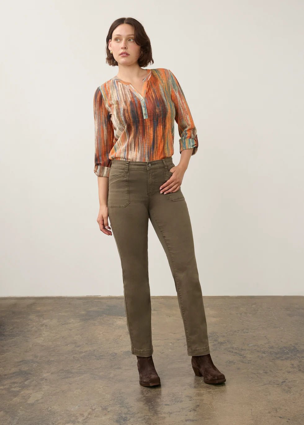 FDJ Christina Straight Leg Denim | Olive