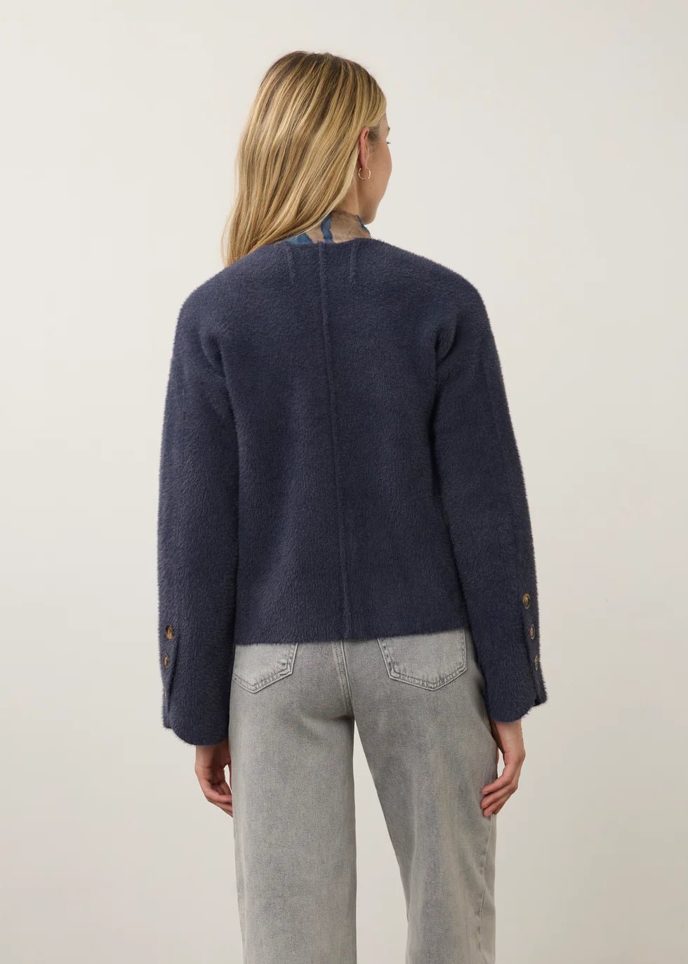 FDJ Collarless Knit Jacket | Storm Cloud - Juli's Wearable Art