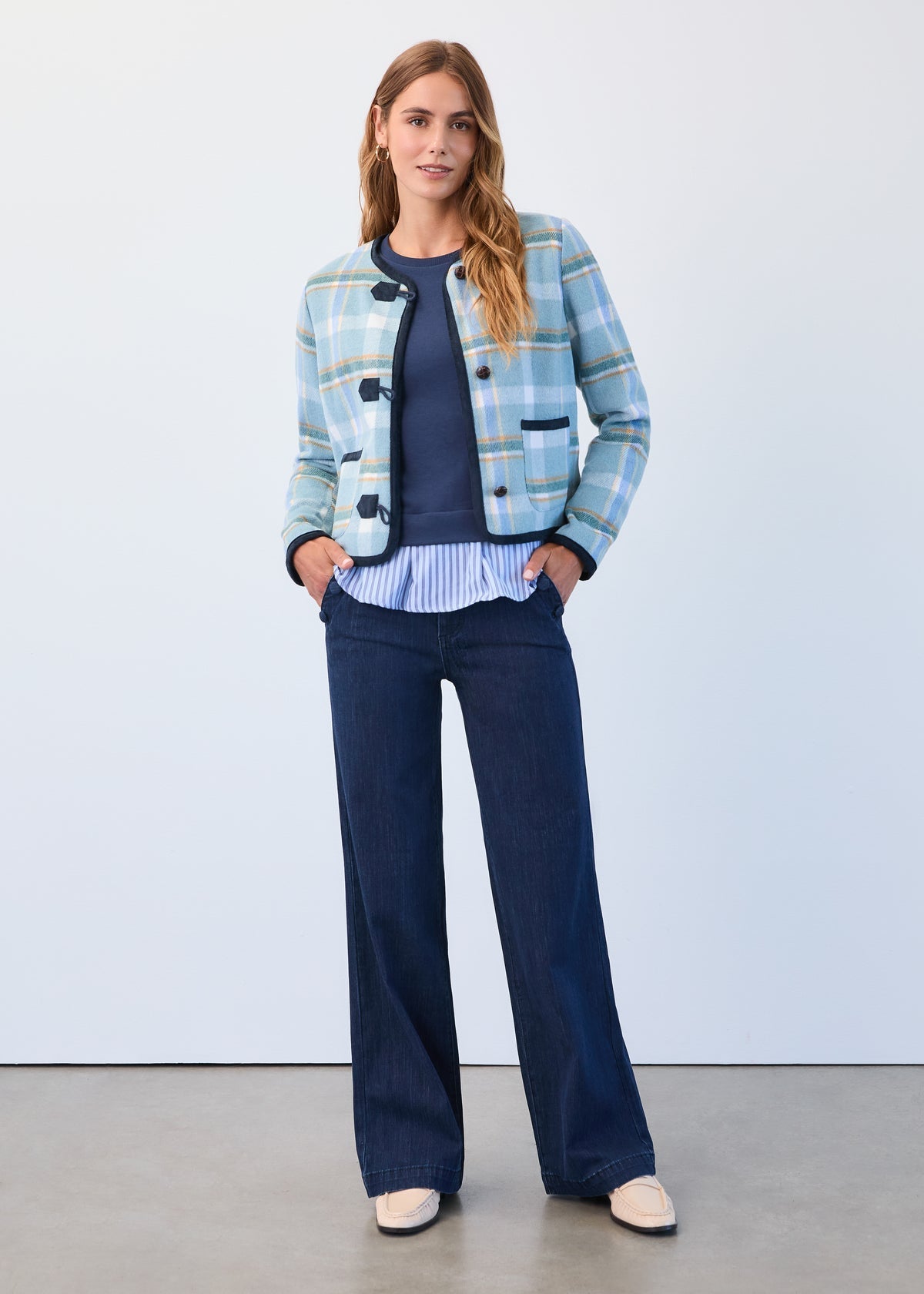 FDJ Collarless Plaid Jacket – Hamlet Plaid - Juli's Wearable Art