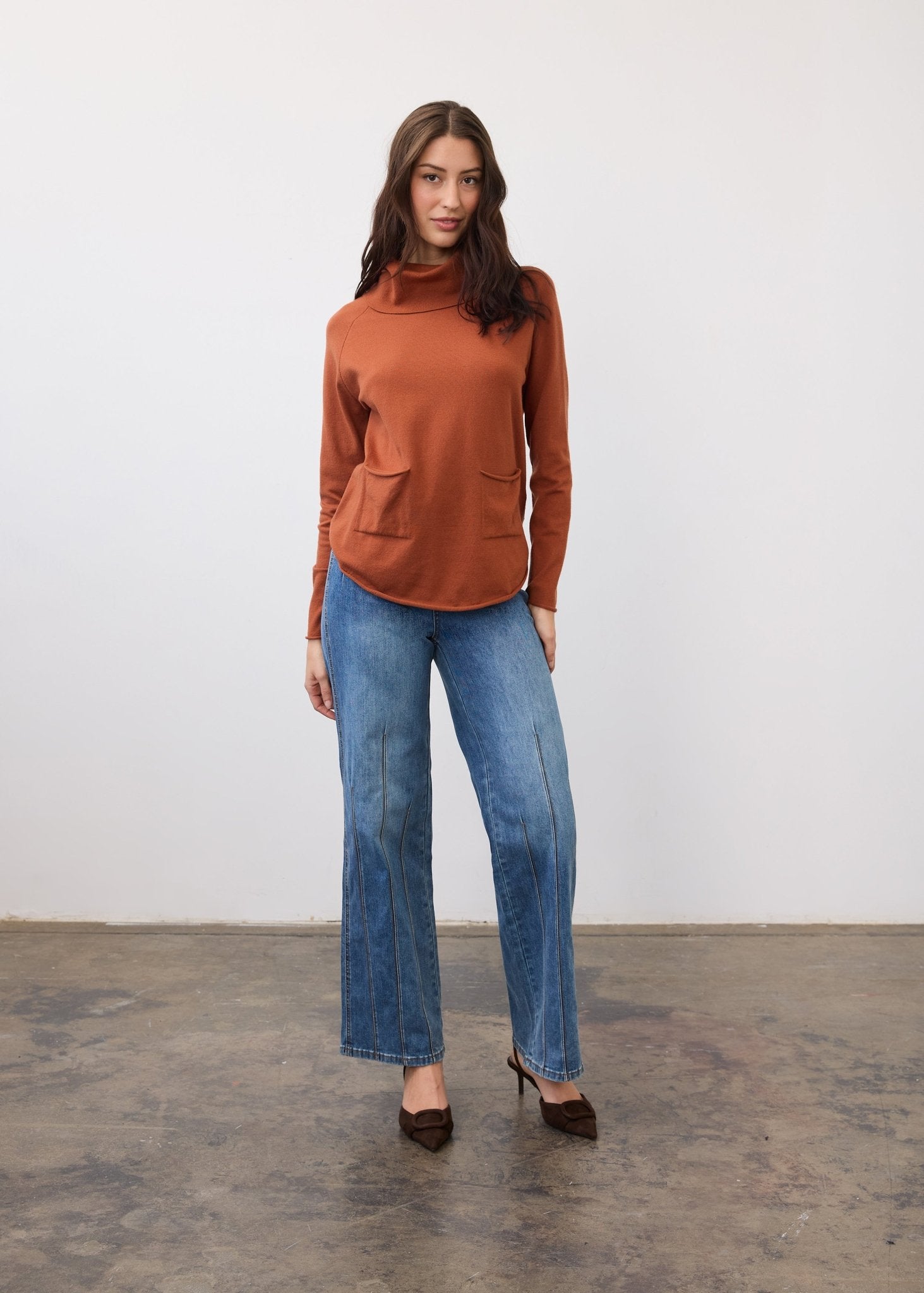 FDJ Cowl Neck Sweater | Pumpkin Pie - Juli's Wearable Art