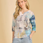 FDJ Drop Shoulder Notch Neck Top | Spring Collage - Juli's Wearable Art