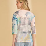 FDJ Drop Shoulder Notch Neck Top | Spring Collage - Juli's Wearable Art