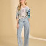 FDJ Drop Shoulder Notch Neck Top | Spring Collage - Juli's Wearable Art