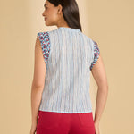 FDJ Embroidered Flutter Sleeve Top | Spritz Stripes - Juli's Wearable Art