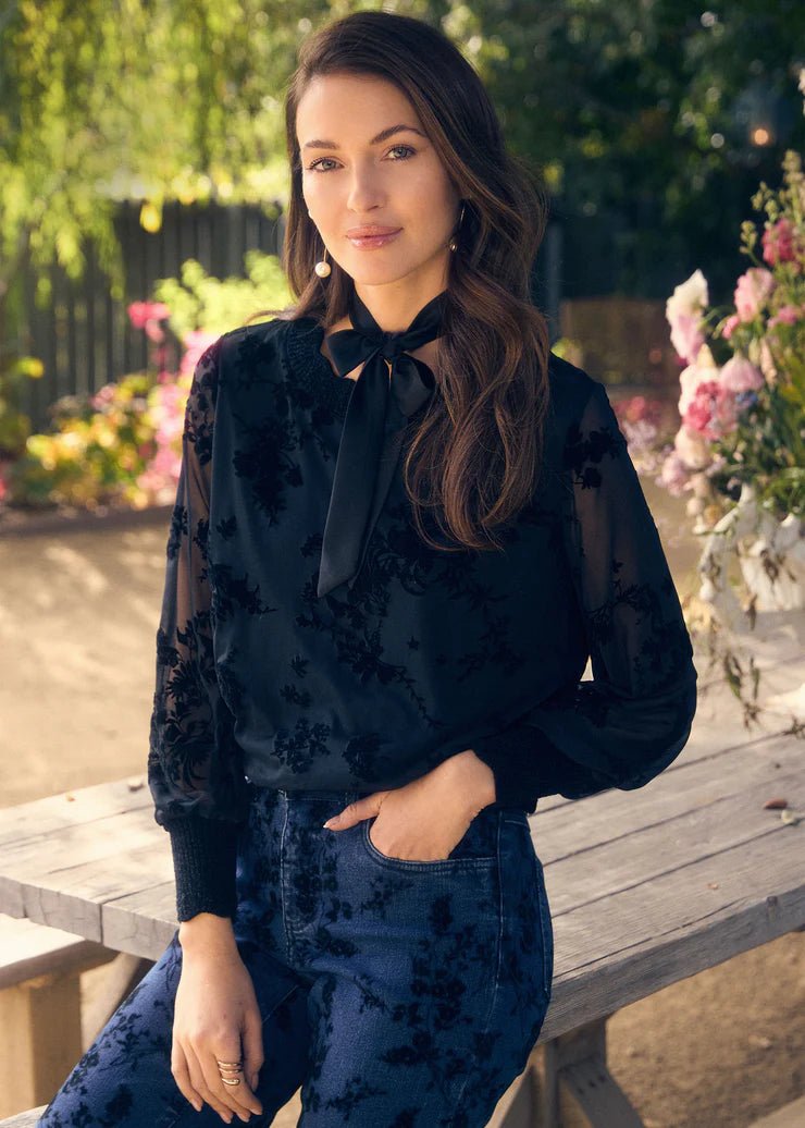 FDJ Flocked Mesh Sweatshirt – Black - Juli's Wearable Art