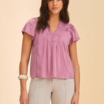 FDJ Flutter Sleeve V - Neck Blouse | Magic Mauve - Juli's Wearable Art