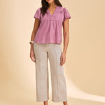 FDJ Flutter Sleeve V - Neck Blouse | Magic Mauve - Juli's Wearable Art