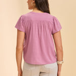 FDJ Flutter Sleeve V - Neck Blouse | Magic Mauve - Juli's Wearable Art