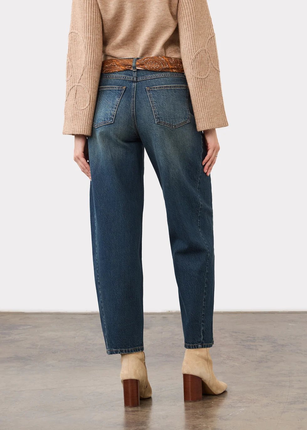 FDJ Girlfriend Barrel Leg Denim | Dark Wash - Juli's Wearable Art