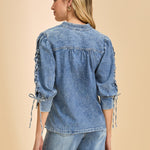 FDJ Lace Up Sleeve | Chambray Shirt | Snow Wash - Juli's Wearable Art