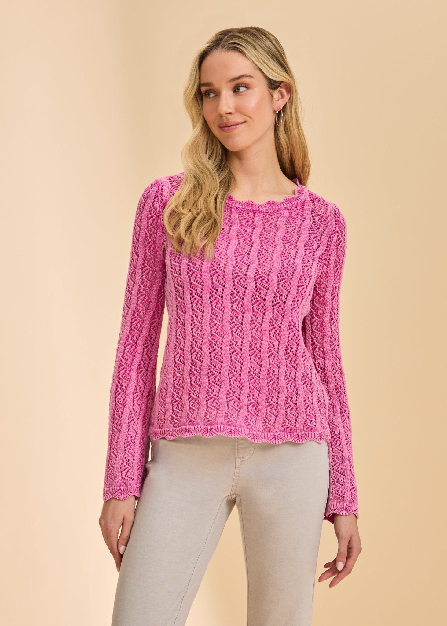 FDJ Long Sleeve Garment Dye Sweater | Fuschia - Juli's Wearable Art