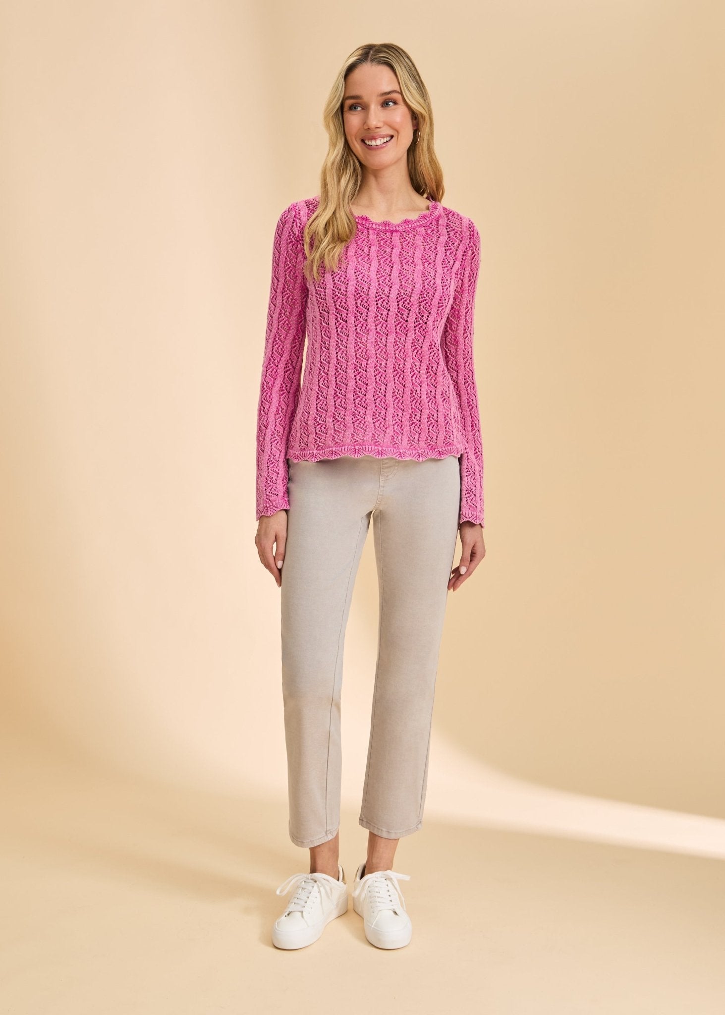 FDJ Long Sleeve Garment Dye Sweater | Fuschia - Juli's Wearable Art
