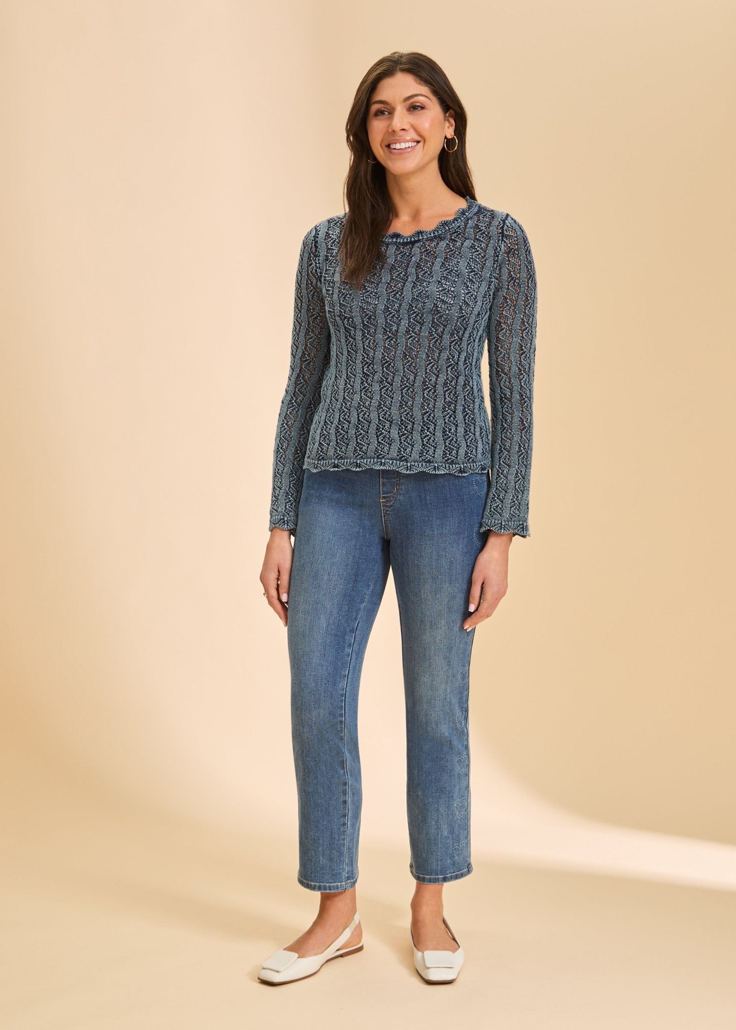 FDJ Long Sleeve Garment Dye Sweater | Indigo - Juli's Wearable Art