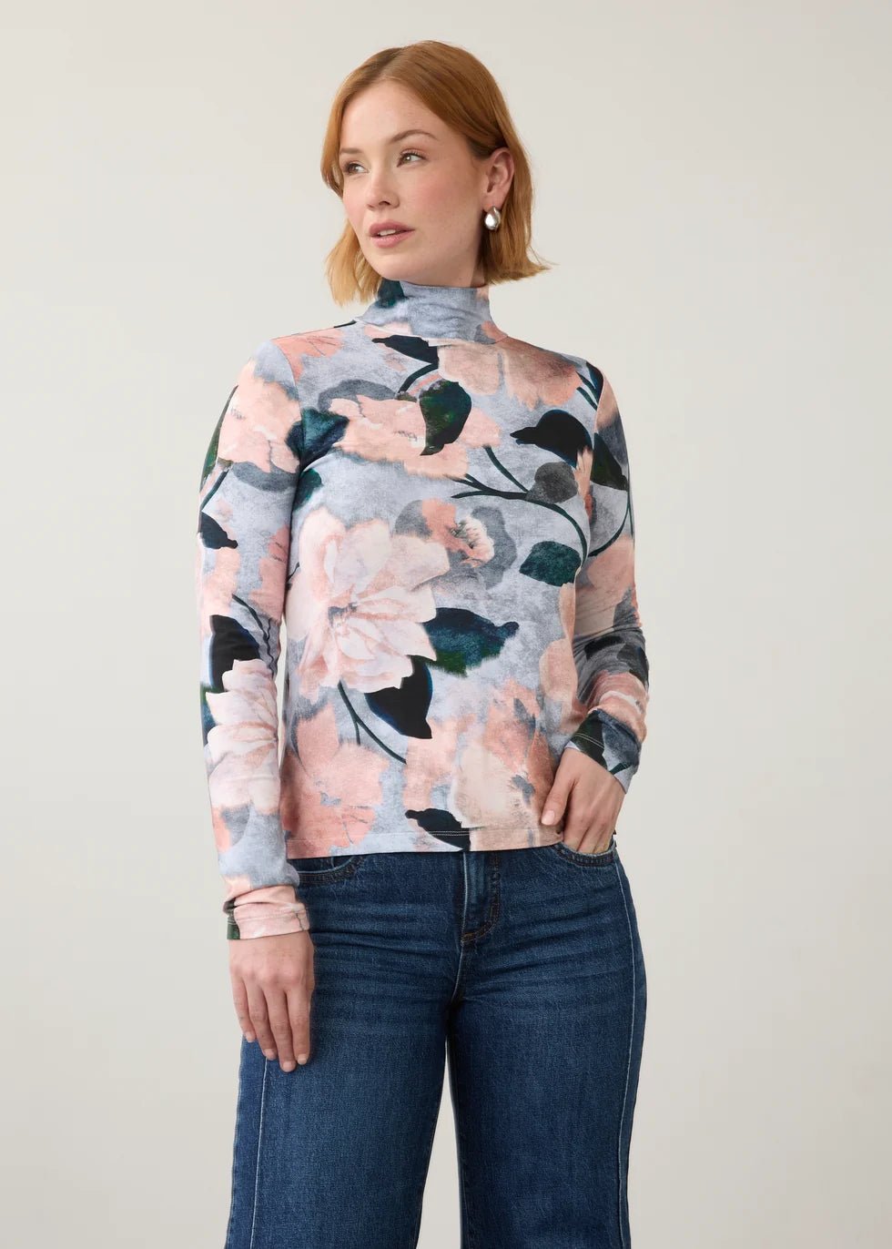 FDJ Long Sleeve Mock Neck Top | De Winter Pink