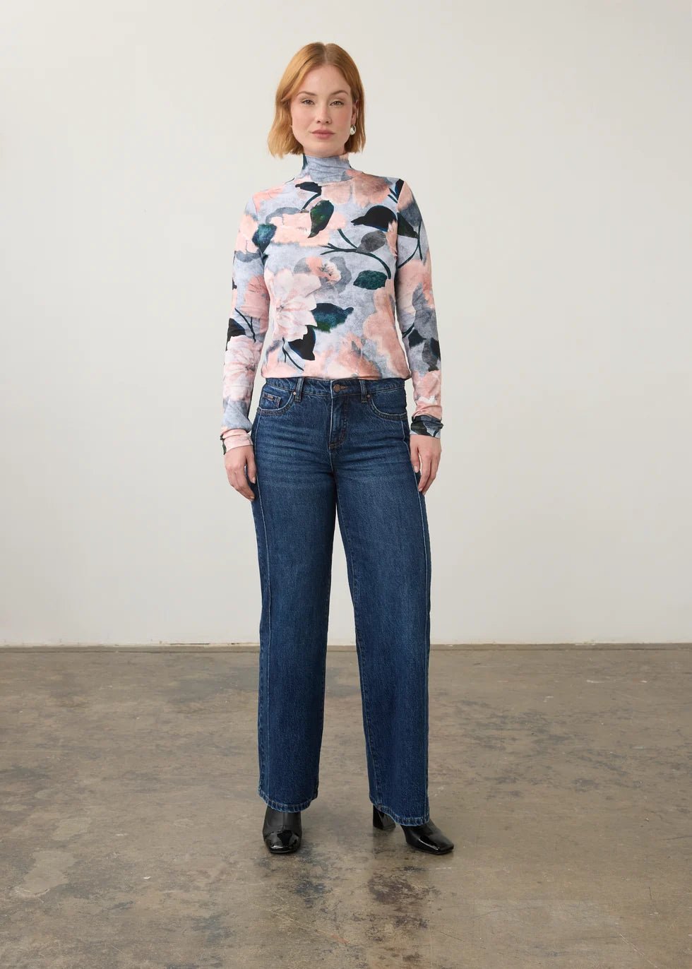 FDJ Long Sleeve Mock Neck Top | De Winter Pink