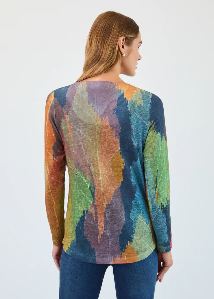FDJ Long - Sleeve Notch Neck Top, Dark Mara - Juli's Wearable Art