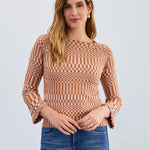 FDJ Long - Sleeve Rib Sweater – Bronze/Crème - Juli's Wearable Art
