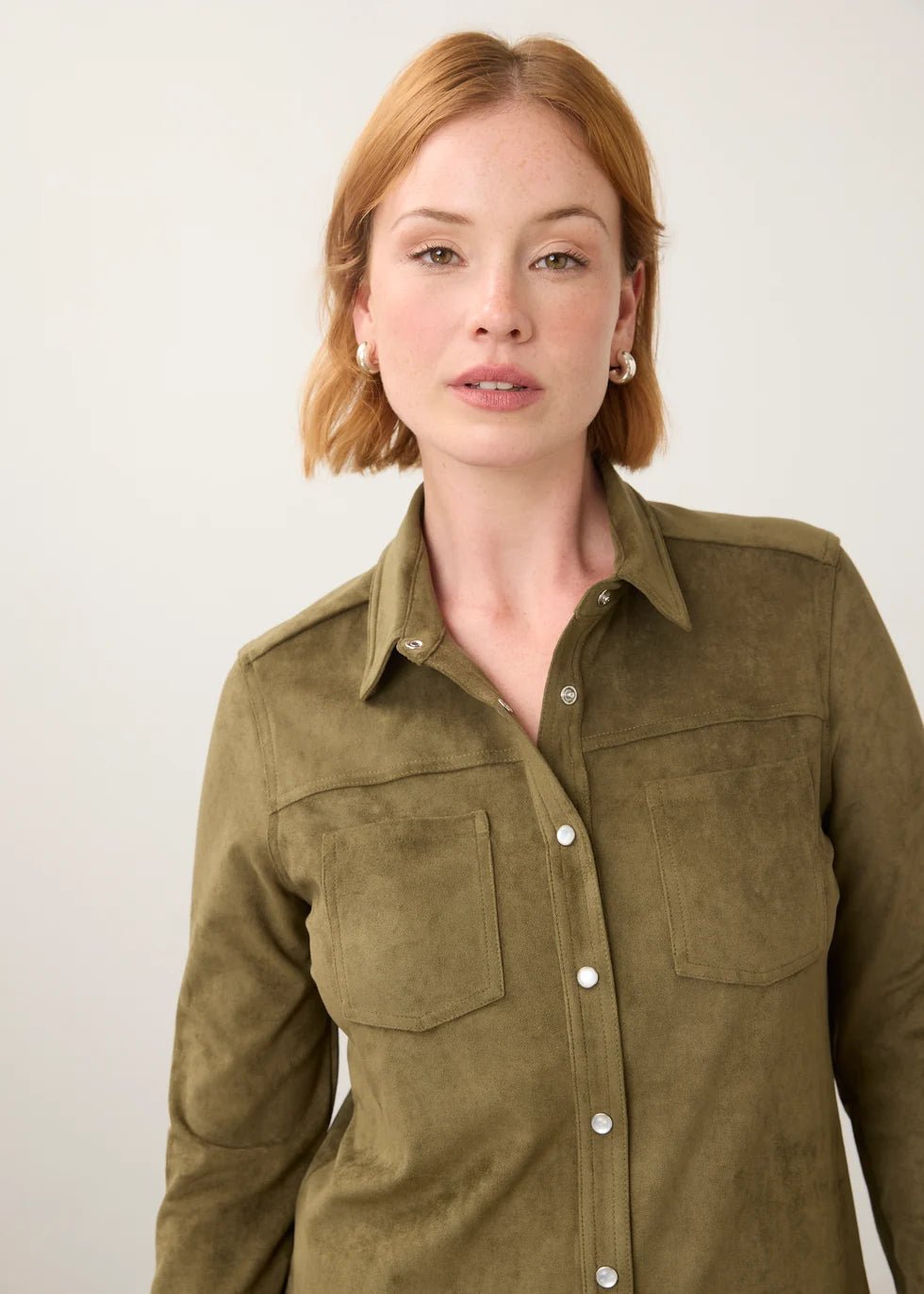 FDJ Long Sleeve Suede Shirt | Olive - Juli's Wearable Art