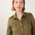 FDJ Long Sleeve Suede Shirt | Olive - Juli's Wearable Art
