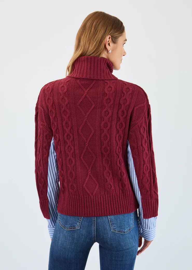 FDJ Mixed Material Cable Sweater, Scarlet - Juli's Wearable Art