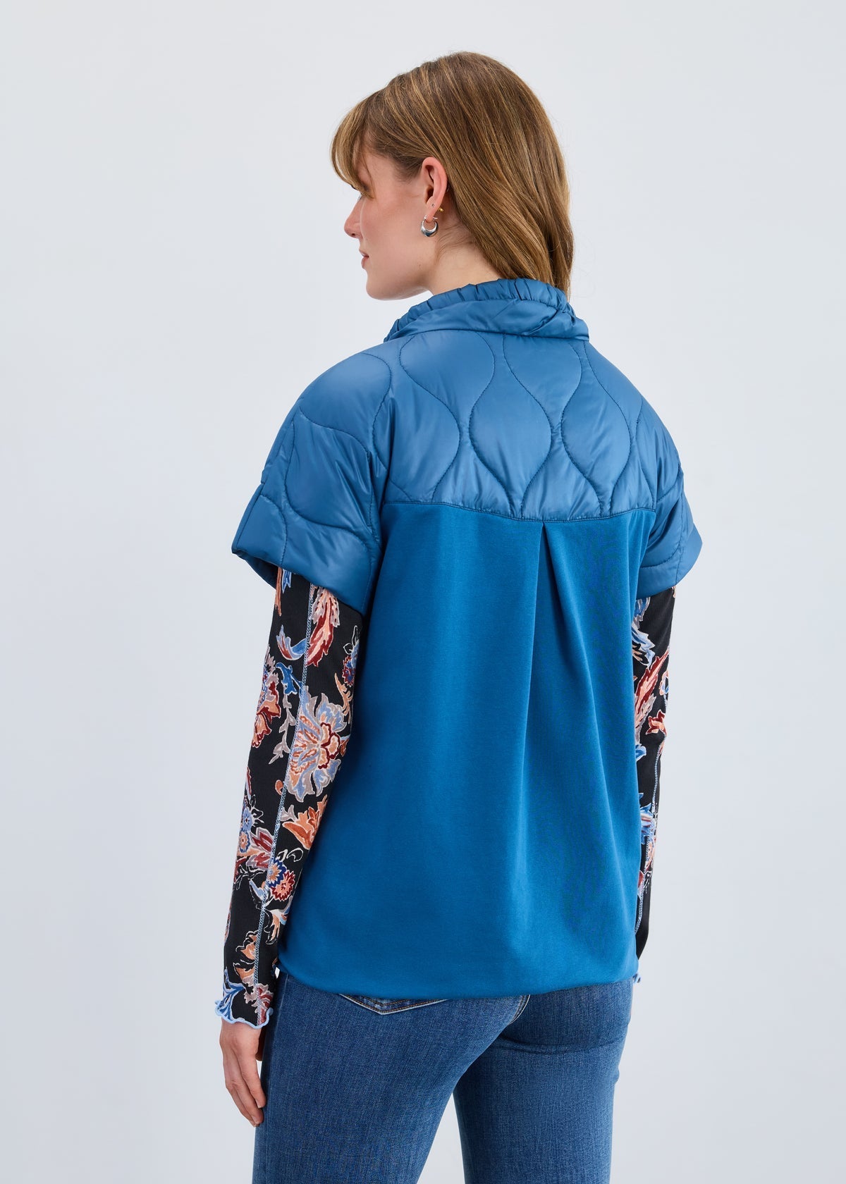 FDJ Mixed Media Jacket – Quilted with Scuba Knit Accents - Indigo Blue - Juli's Wearable Art
