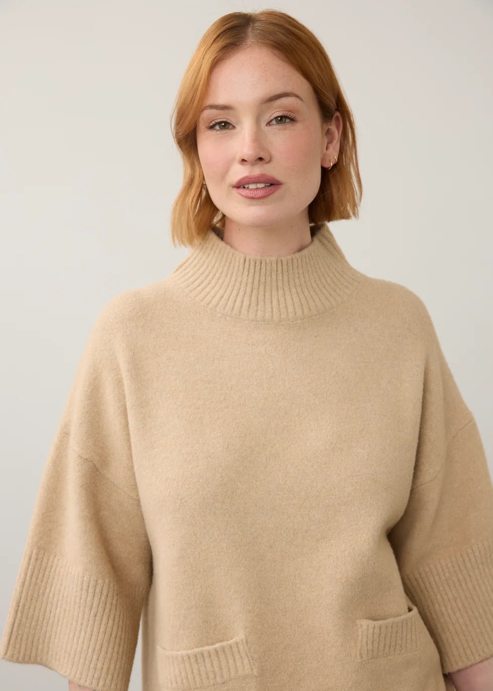 FDJ Mock Neck 3/4 Sleeve Sweater | Maple - Juli's Wearable Art
