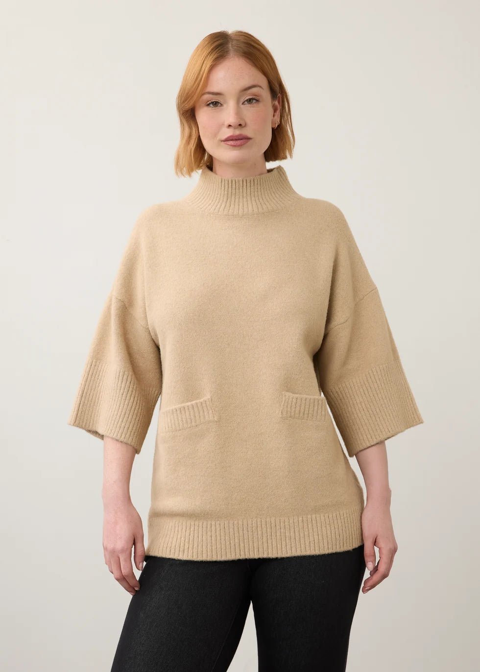 FDJ Mock Neck 3/4 Sleeve Sweater | Maple - Juli's Wearable Art
