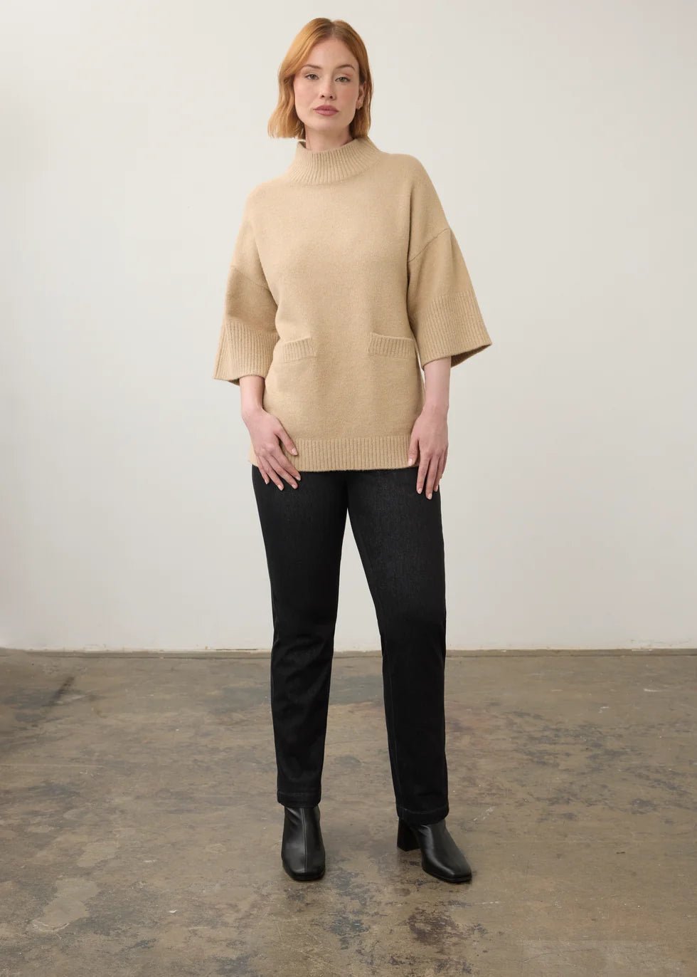 FDJ Mock Neck 3/4 Sleeve Sweater | Maple - Juli's Wearable Art