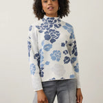 FDJ Mock Neck Loose Fit Sweater | Indigo Floral - Juli's Wearable Art