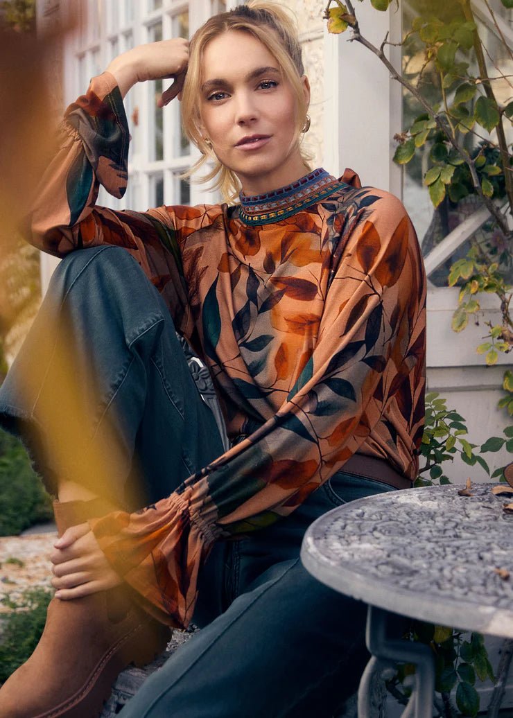 FDJ Mock - Neck Trimmed Top, Miriam - Juli's Wearable Art