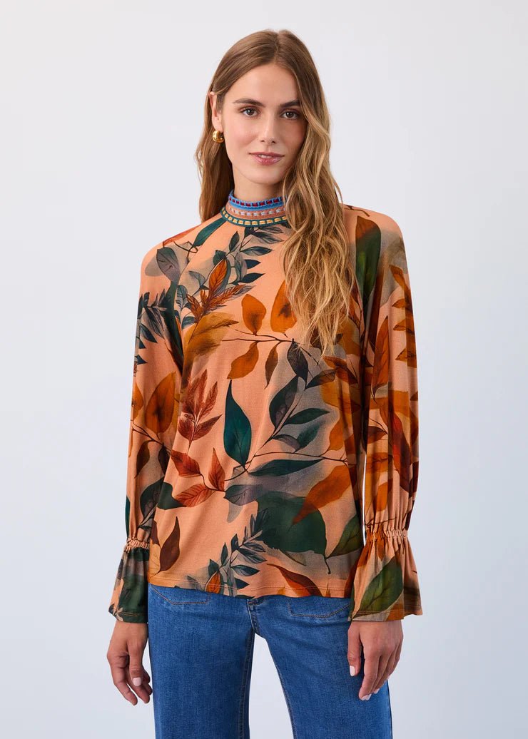 FDJ Mock - Neck Trimmed Top, Miriam - Juli's Wearable Art