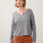 FDJ Notch Neck Rib Sleeve Sweater | Storm Cloud Heather - Juli's Wearable Art