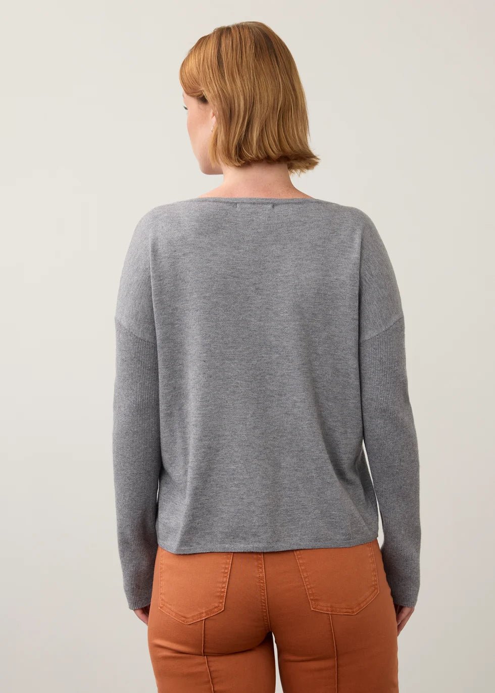 FDJ Notch Neck Rib Sleeve Sweater | Storm Cloud Heather - Juli's Wearable Art