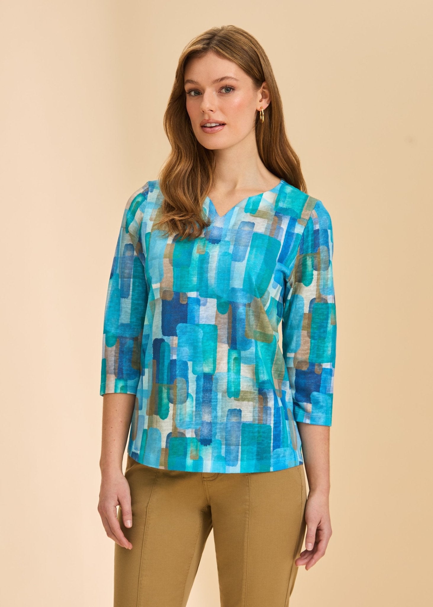 FDJ Notch Neck Top | Blue Rockefeller - Juli's Wearable Art