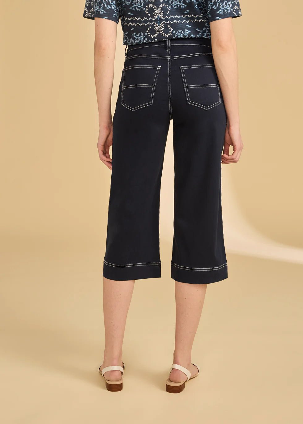FDJ Olivia Wide Capri | Navy - Juli's Wearable Art